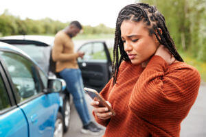 injured female - car accident