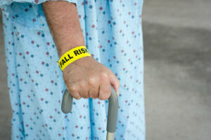 patient with fall risk wrist band