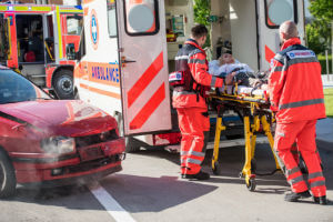 accident victim put in ambulance
