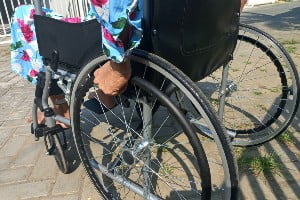 close-up of someone in a wheelchair - face not shown