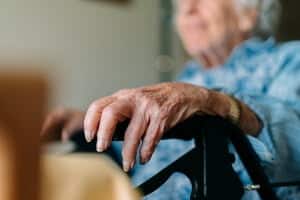 close up of nursing home resident hand