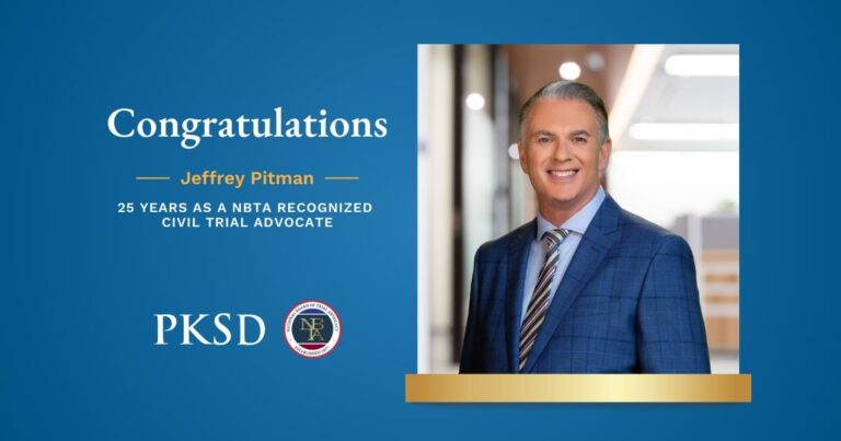 PKSD Law Firm Celebrates Jeff Pitman’s 25 Years of NBTA Board Certification